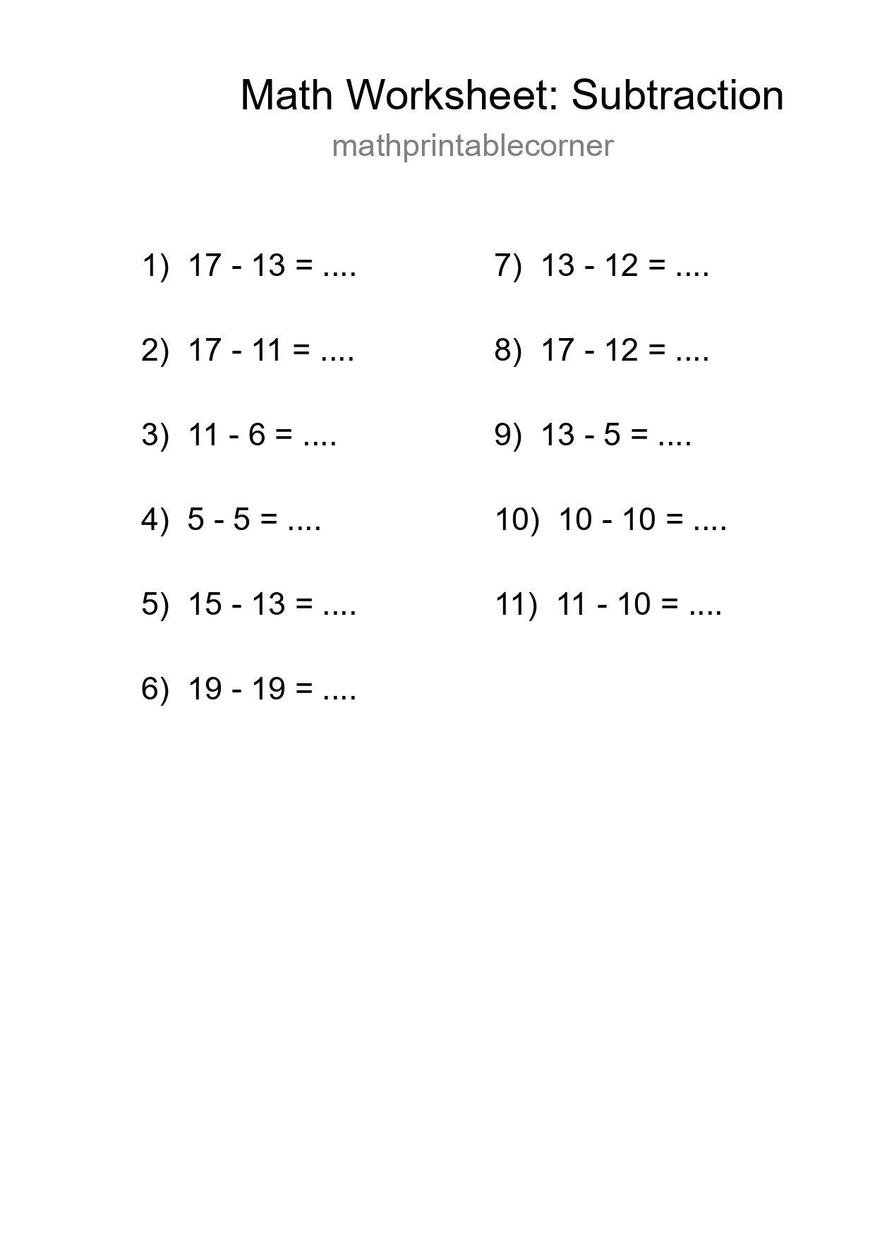 Free 11 Subtraction Math Worksheet For Grade 2 - Part 151