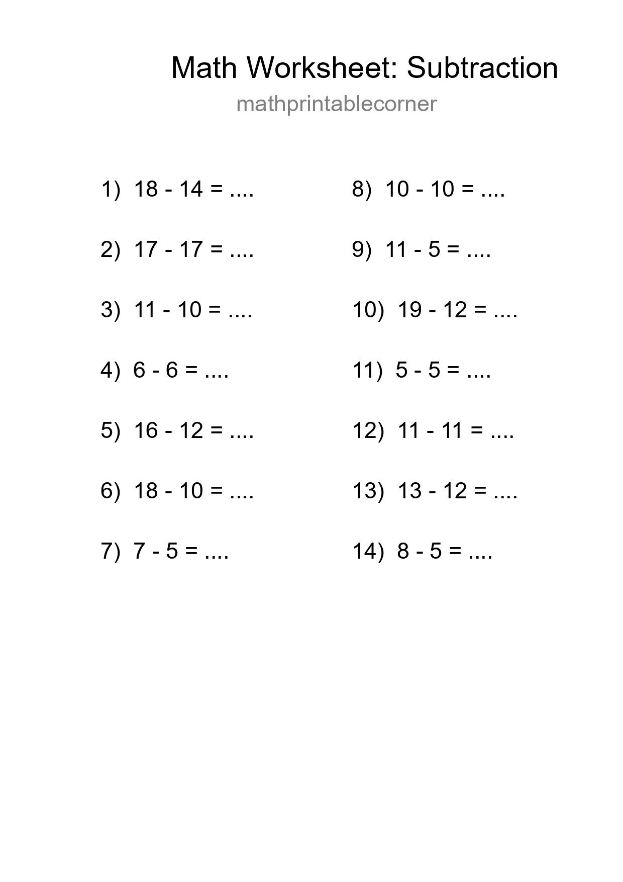 Free 14 Subtraction Math Worksheet For Grade 2 - Part 85