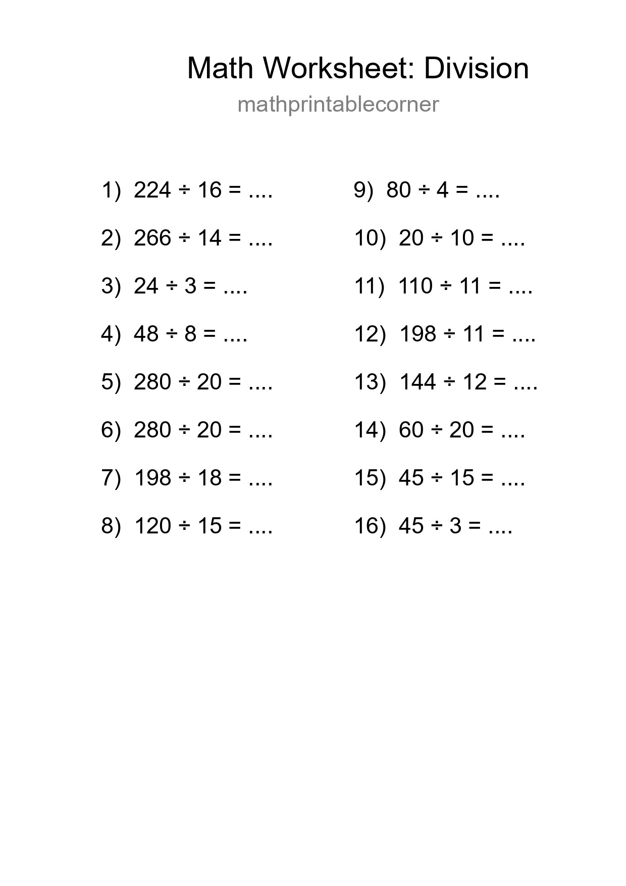 Free 16 Division Math Worksheet For Grade 2 With Answers - Part 37