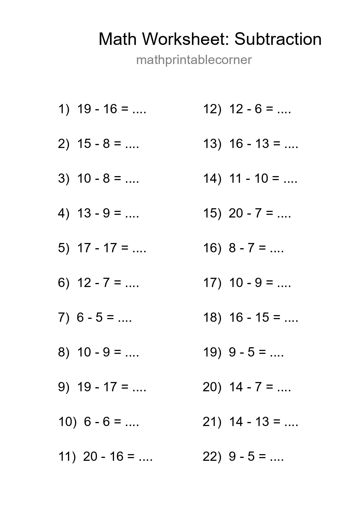 Free 22 Subtraction Math Worksheet For Grade 2 - Part 19