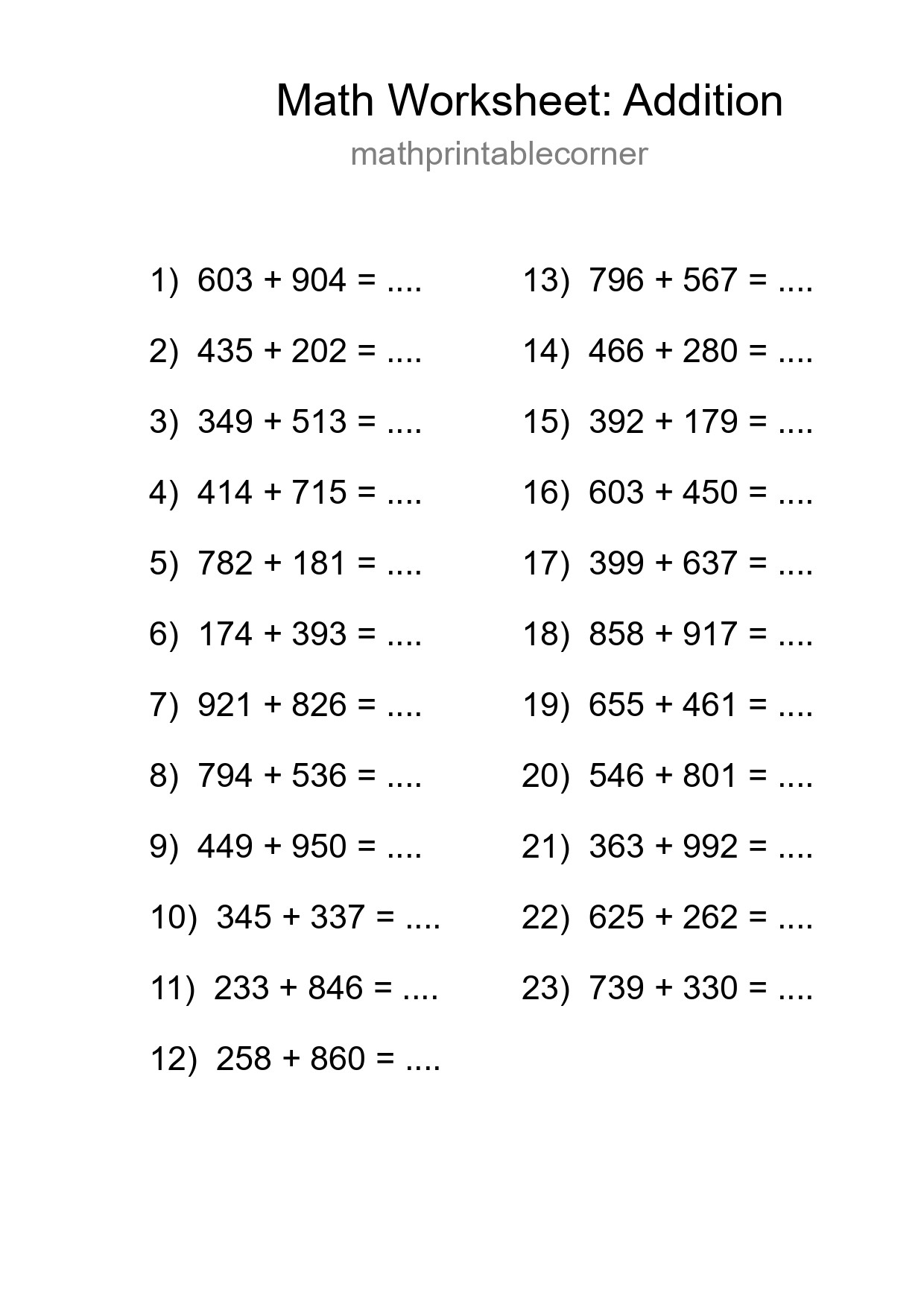 Free 23 Addition Math Worksheet For Grade 5 - Part 78