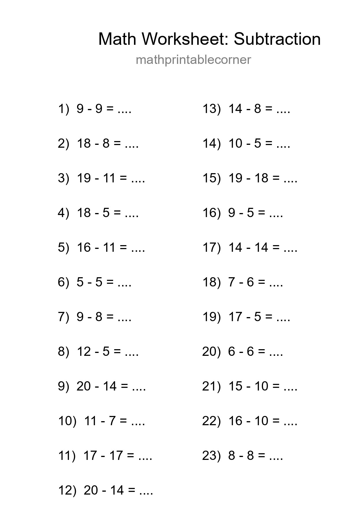 Free 23 Subtraction Math Worksheet For Grade 2 - Part 129