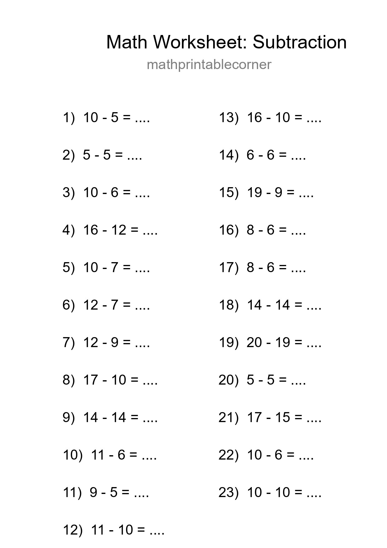 Free 23 Subtraction Math Worksheet For Grade 2 - Part 261