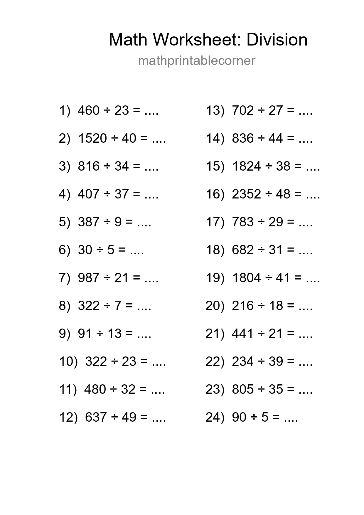 Free 24 Division Math Worksheet For Grade 2 - Part 70