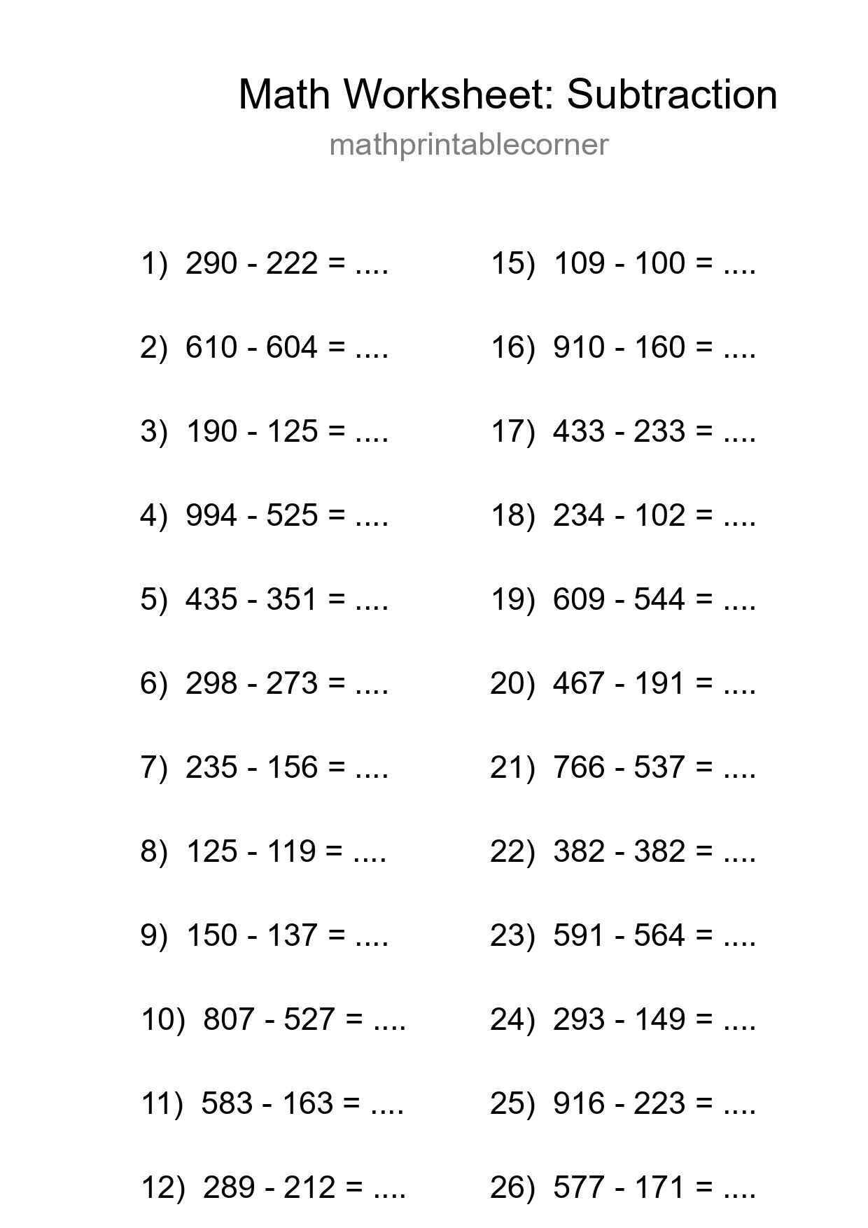 Free 28 Subtraction Math Worksheet For Grade 5 - Part 140