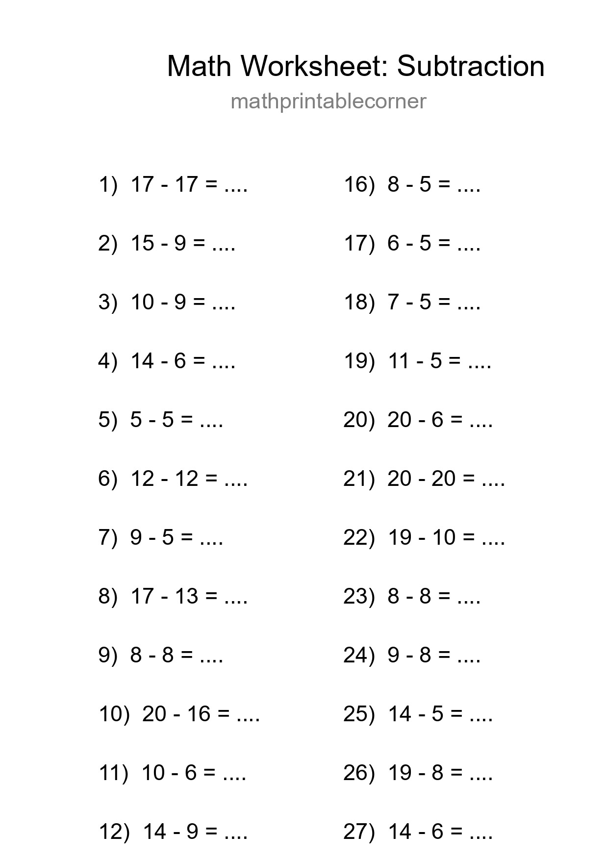 Free 30 Subtraction Math Worksheet For Grade 2 - Part 217