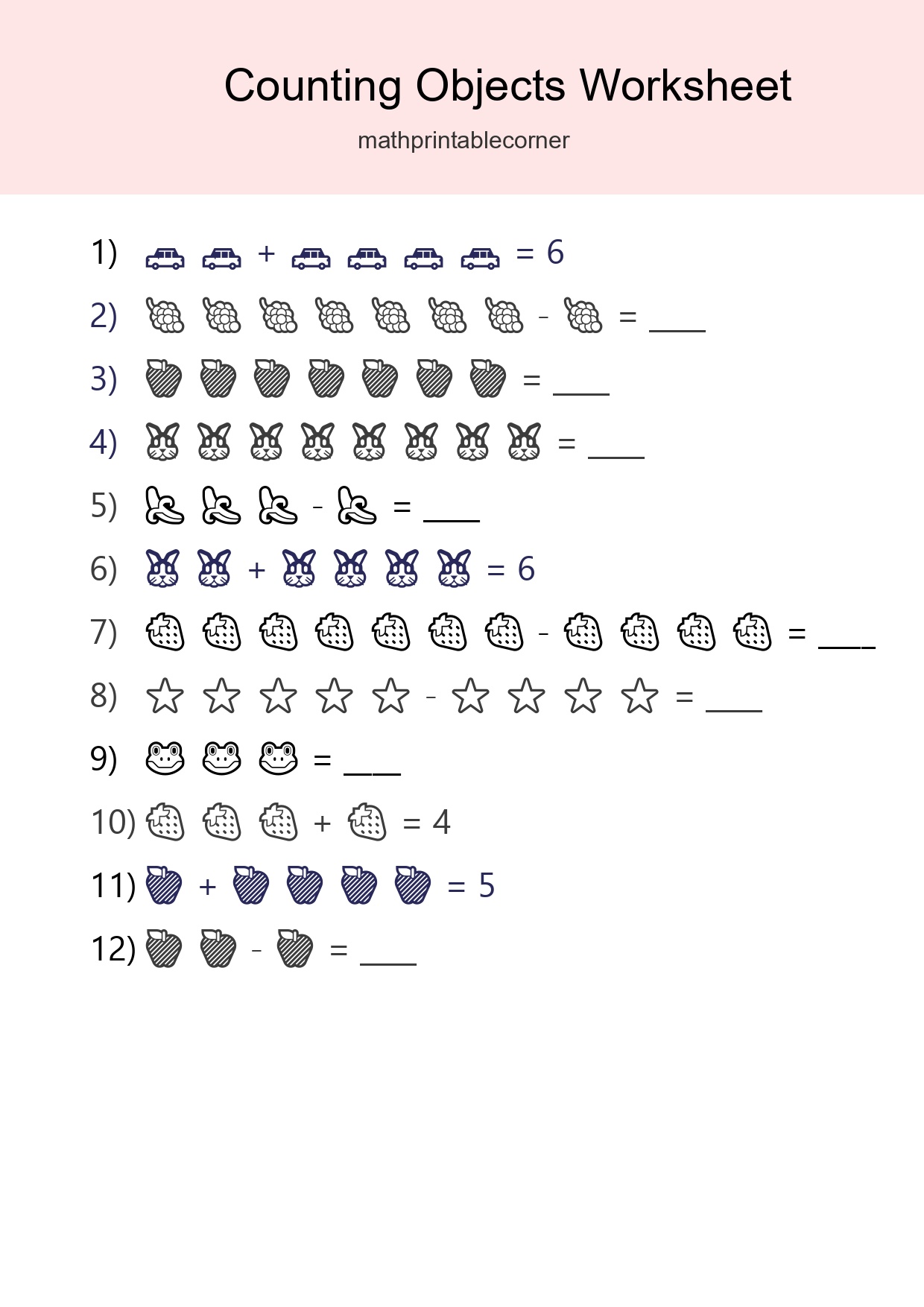 Free Counting Objects Worksheet For Kindergarten - Part 14