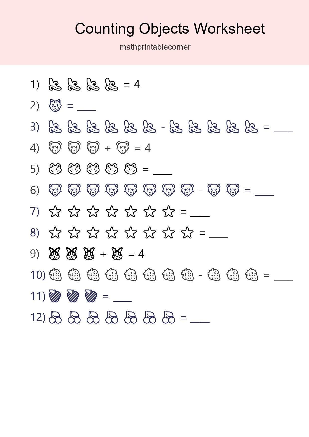 Free Counting Objects Worksheet For Kindergarten - Part 3