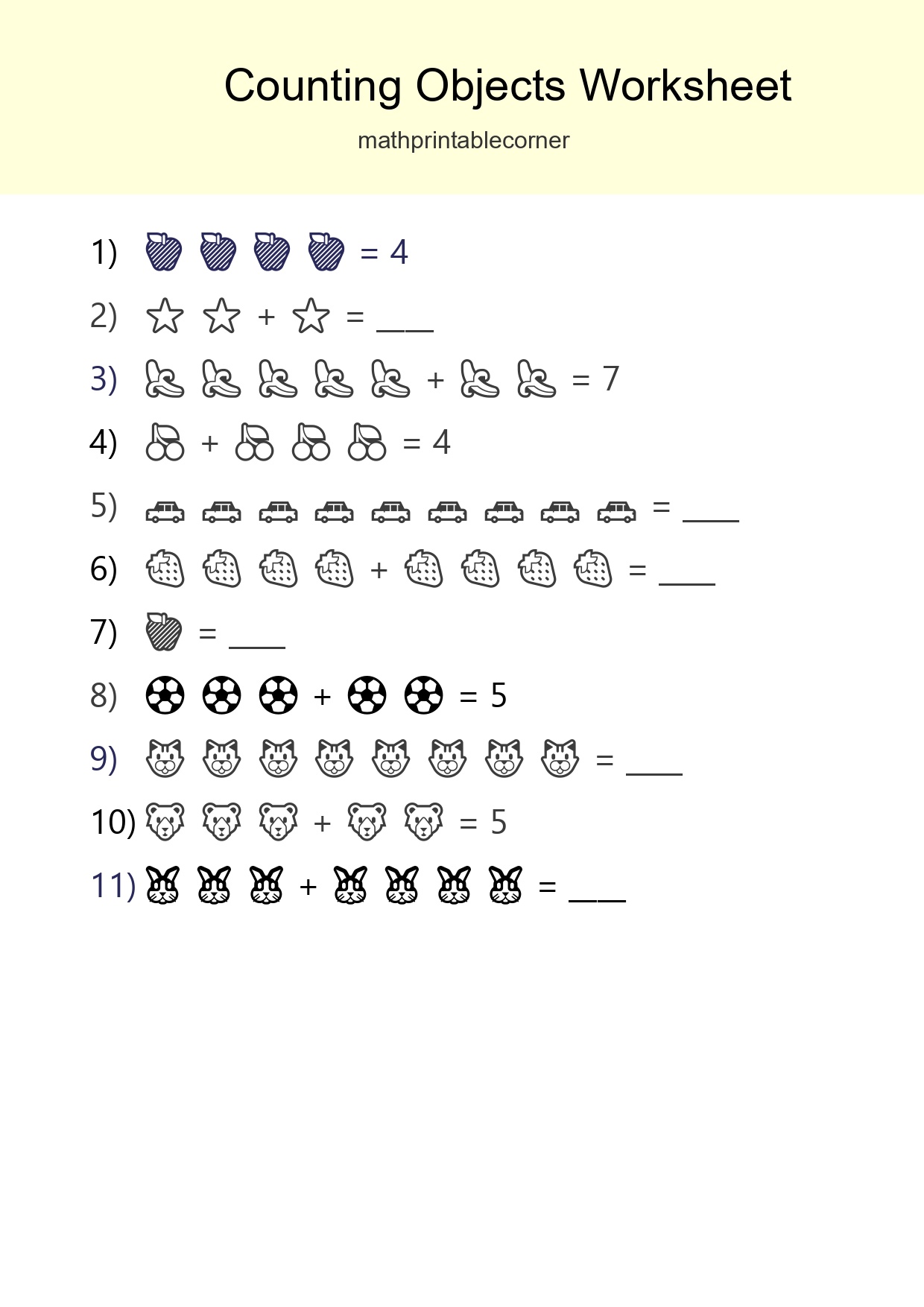 Free Counting Objects Worksheet For Kindergarten - Part 58
