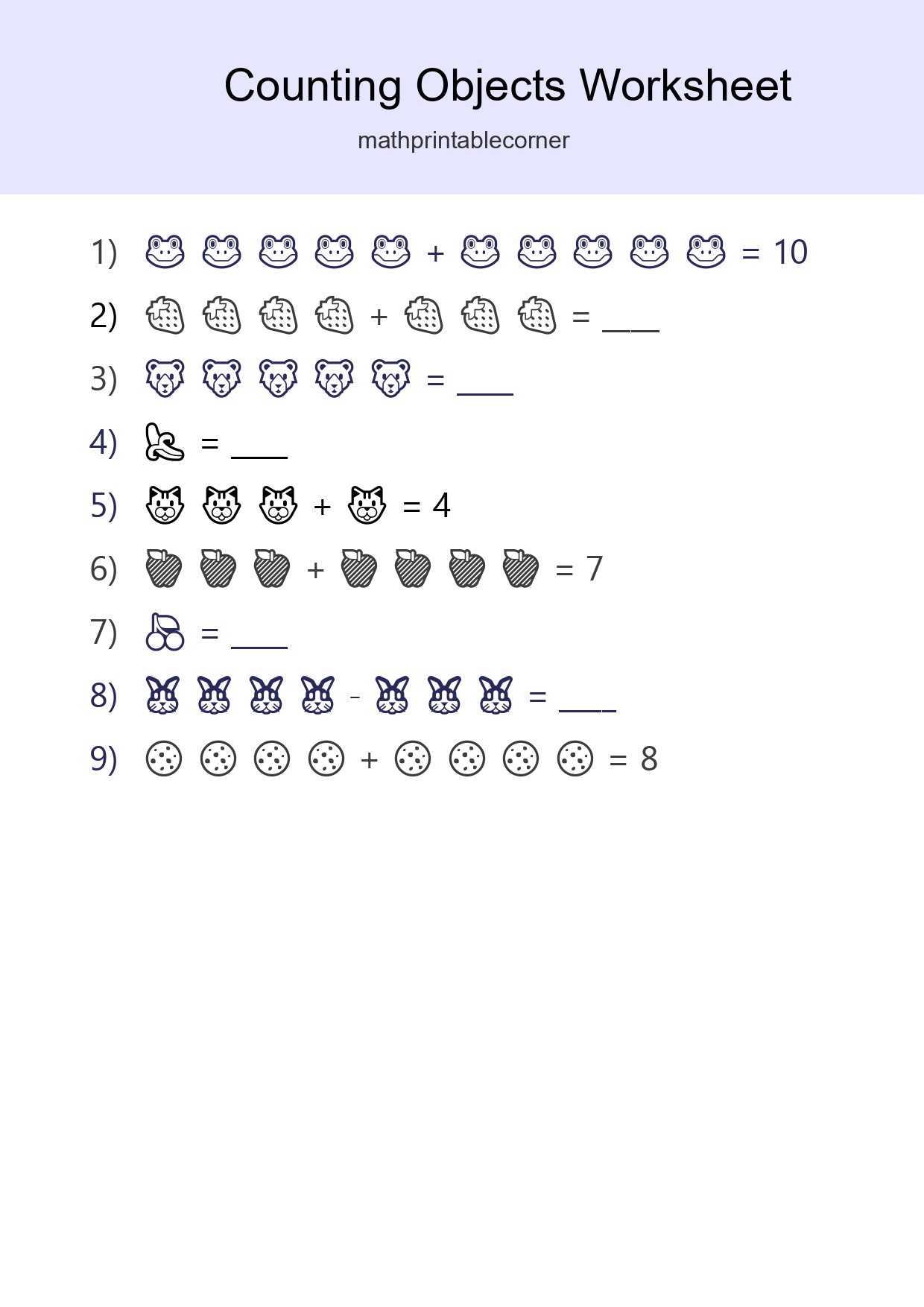 Free Counting Objects Worksheet For Kindergarten Printable - Part 113