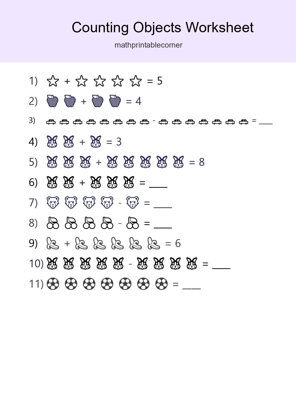 Free Counting Objects Worksheet For Kindergarten Printable - Part 47
