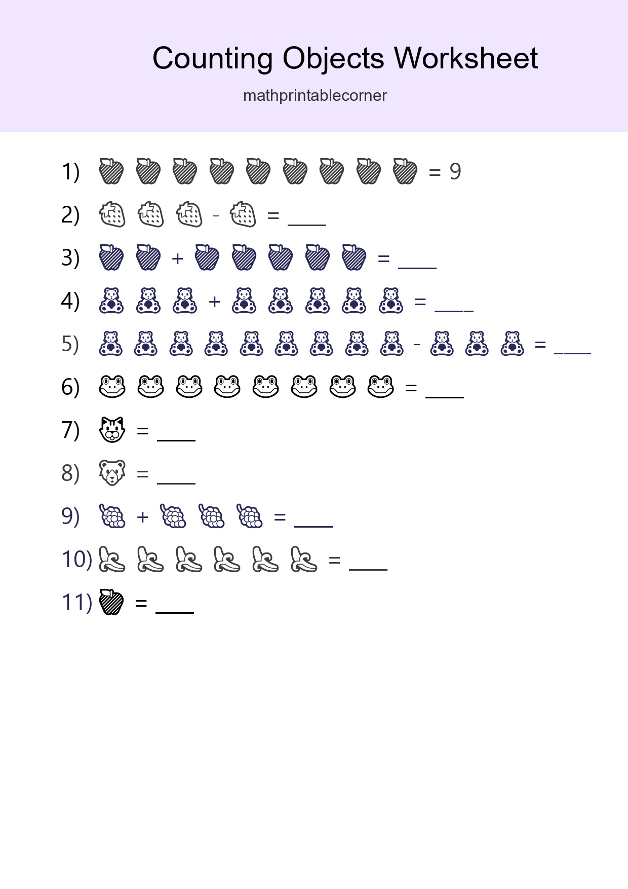 Free Counting Objects Worksheet For Kindergarten Printable - Part 69
