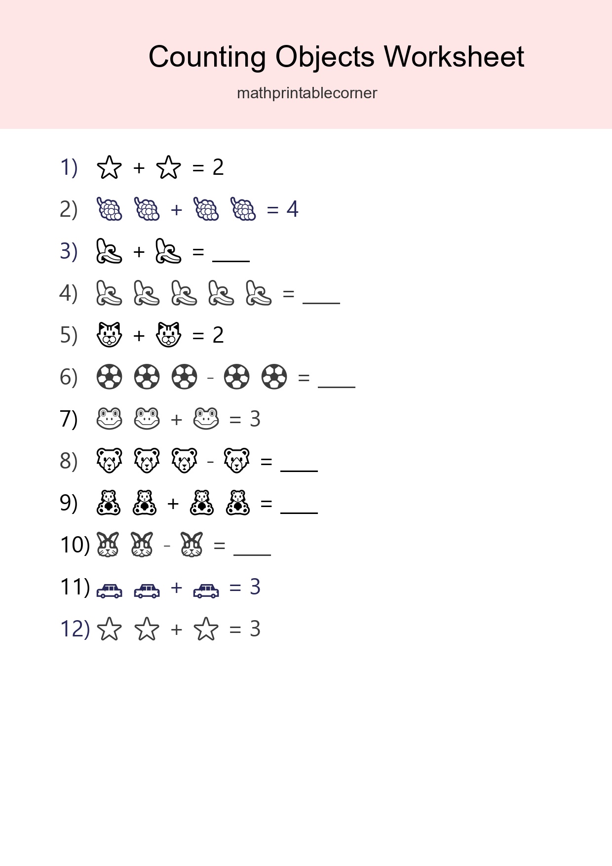 Free Counting Objects Worksheet For Pre-K Printable - Part 201