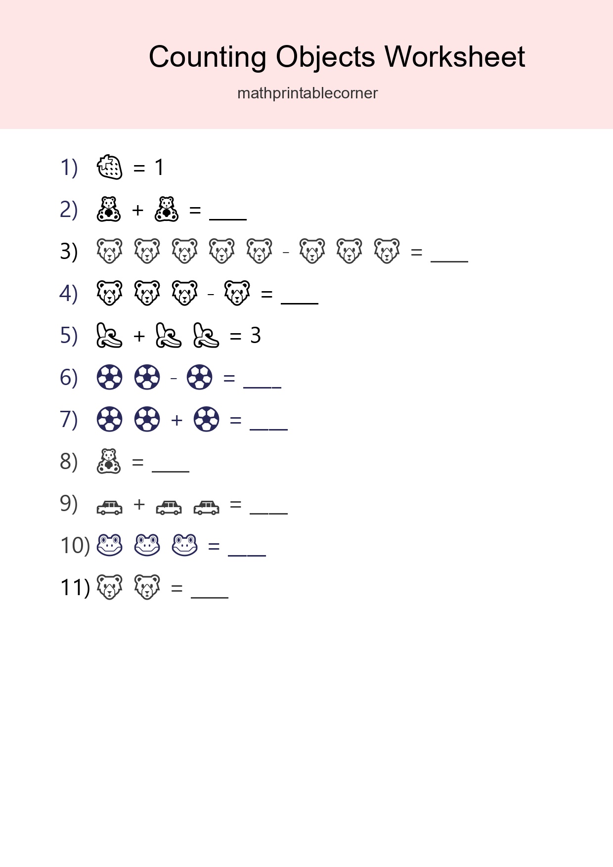 Free Counting Objects Worksheet For Pre-K Printable - Part 234