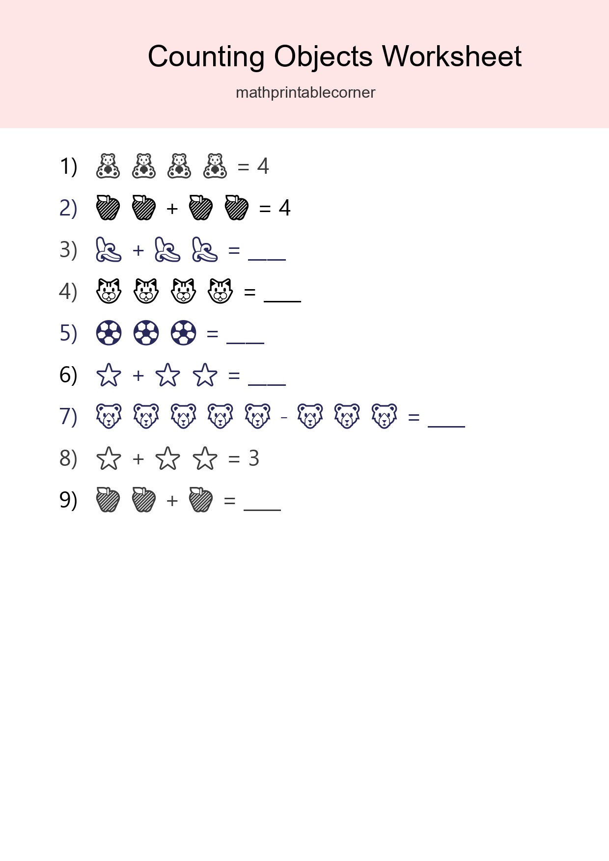 Free Counting Objects Worksheet For Pre-K Printable - Part 25