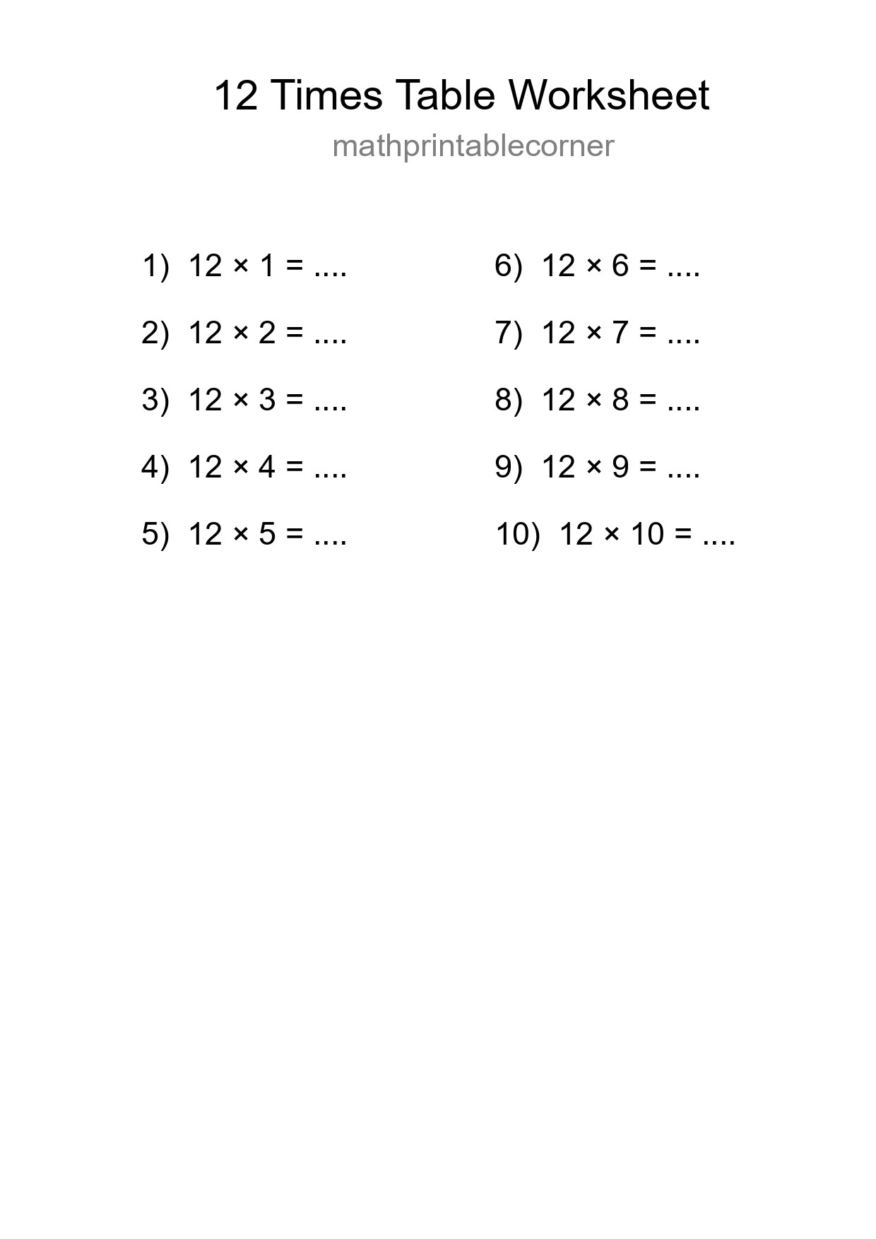 Grade 4 Multiplication Table 12 Practice - Part 273