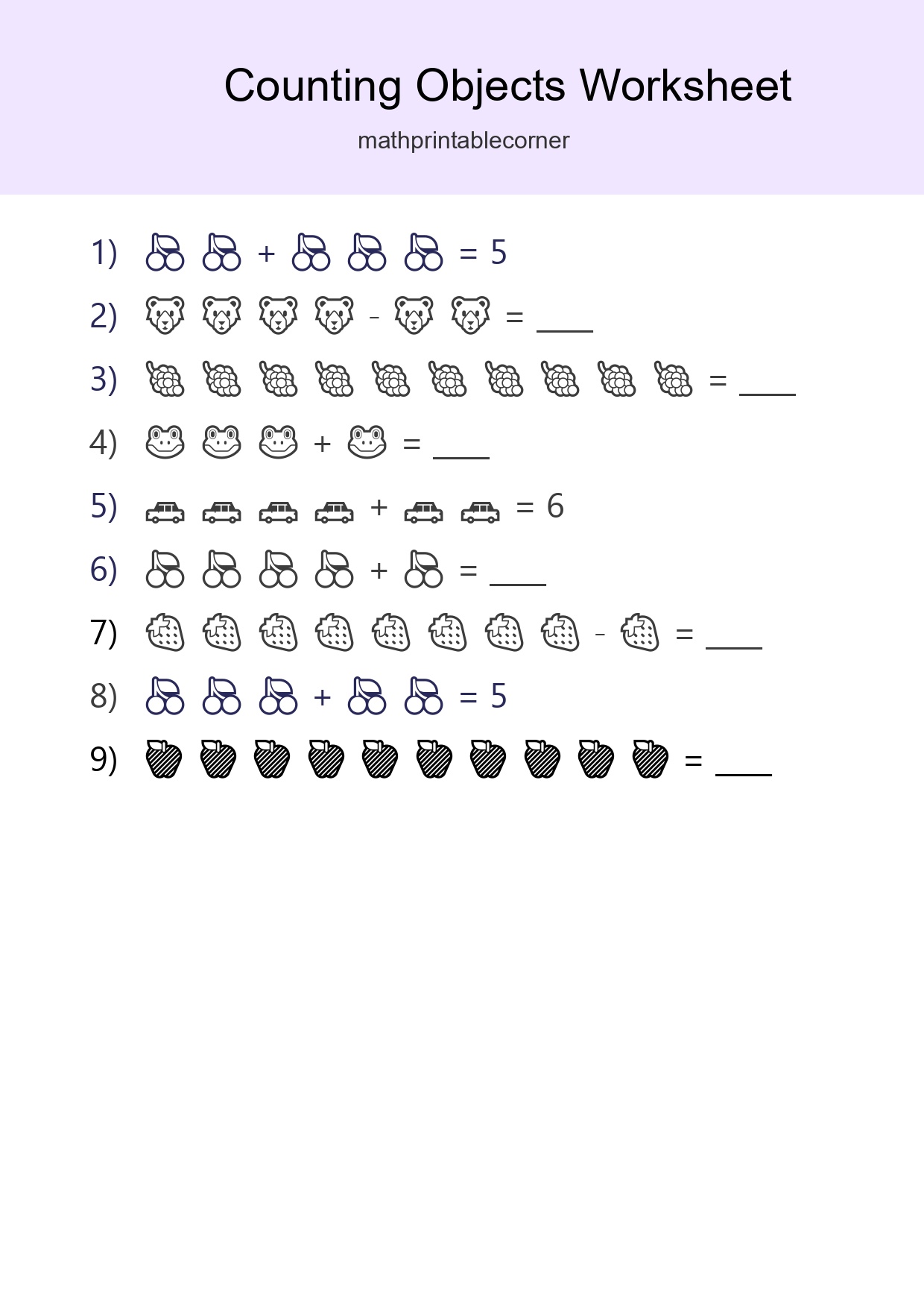 Kindergarten Count The Objects Worksheet - Part 124