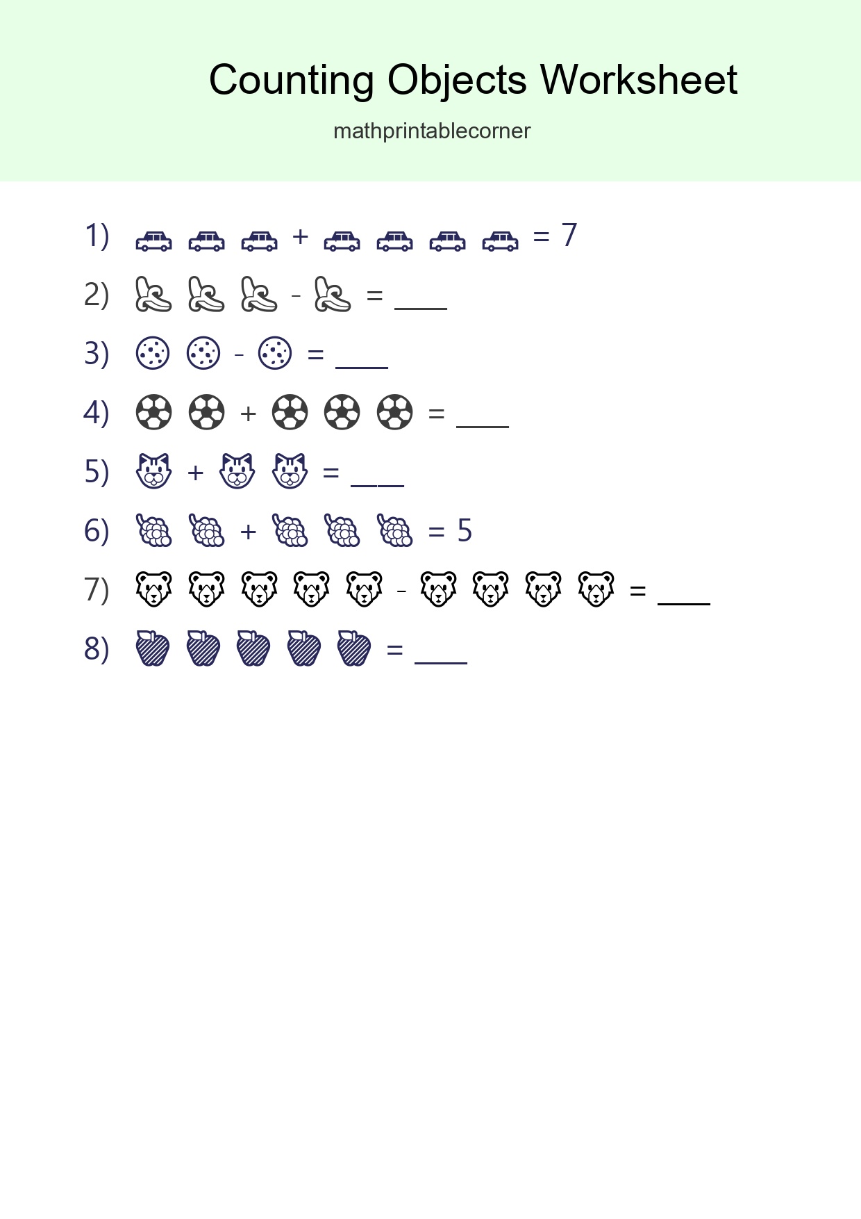 Kindergarten Count The Objects Worksheet - Part 146