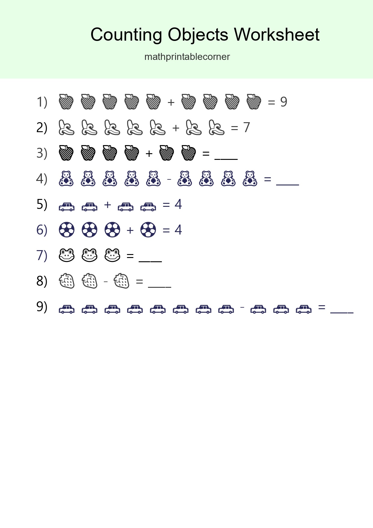 Kindergarten Count The Objects Worksheet - Part 91
