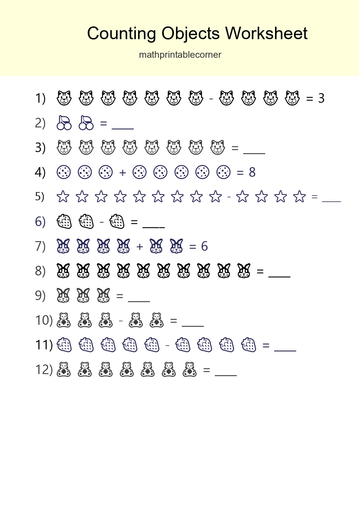 Learn Counting With Pictures Worksheet (Kindergarten) - Part 190