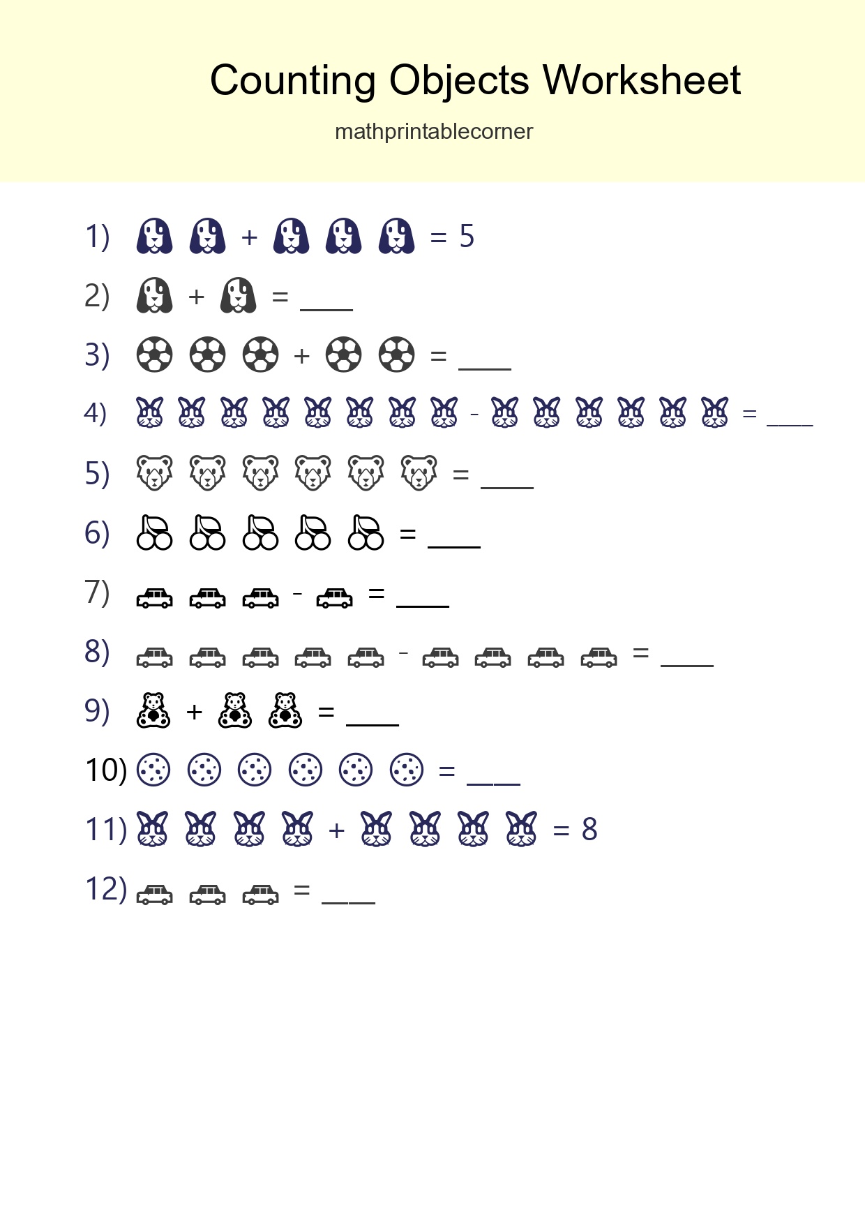 Learn Counting With Pictures Worksheet (Kindergarten) - Part 278