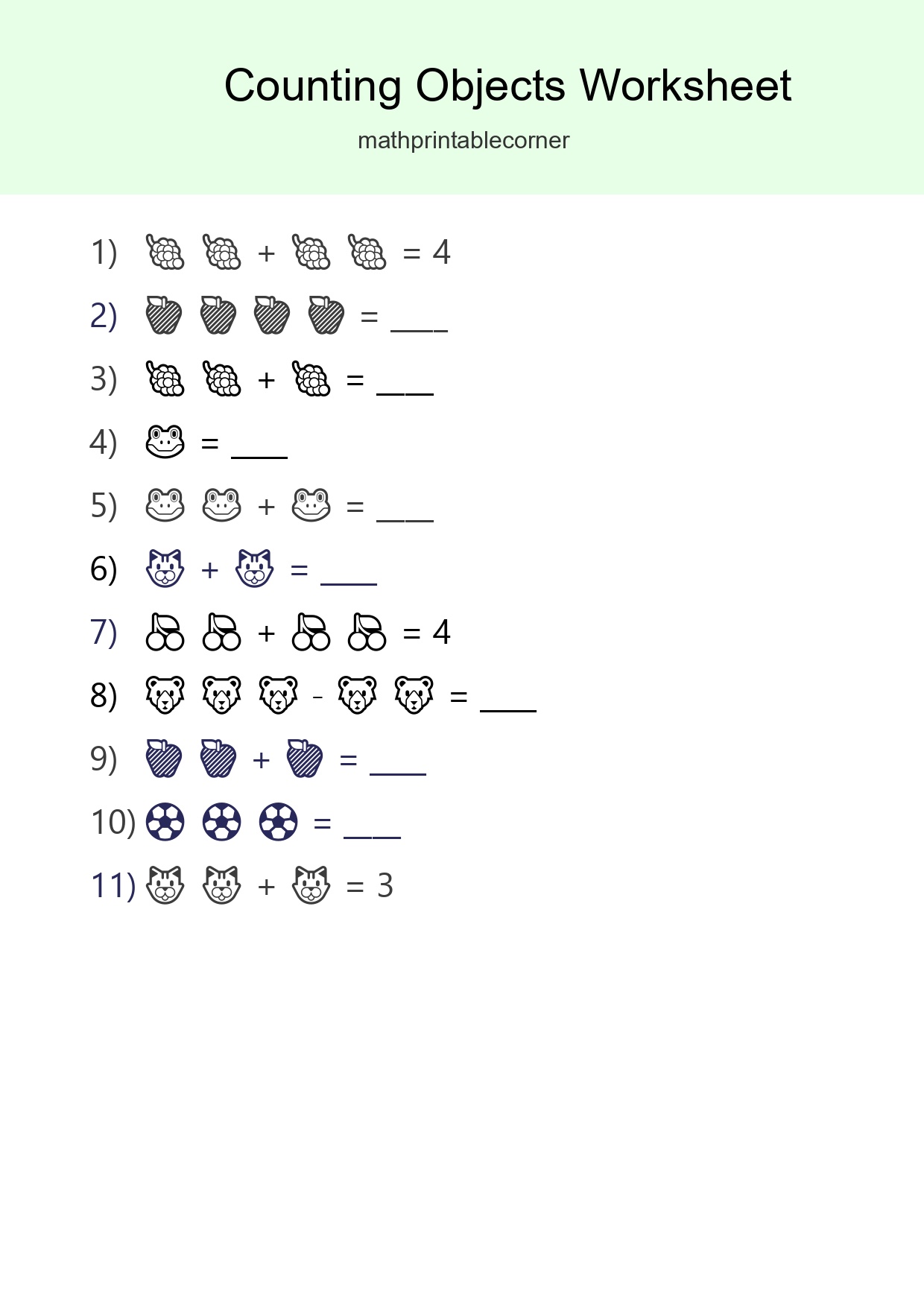 Pre-K Count The Objects Worksheet - Part 223